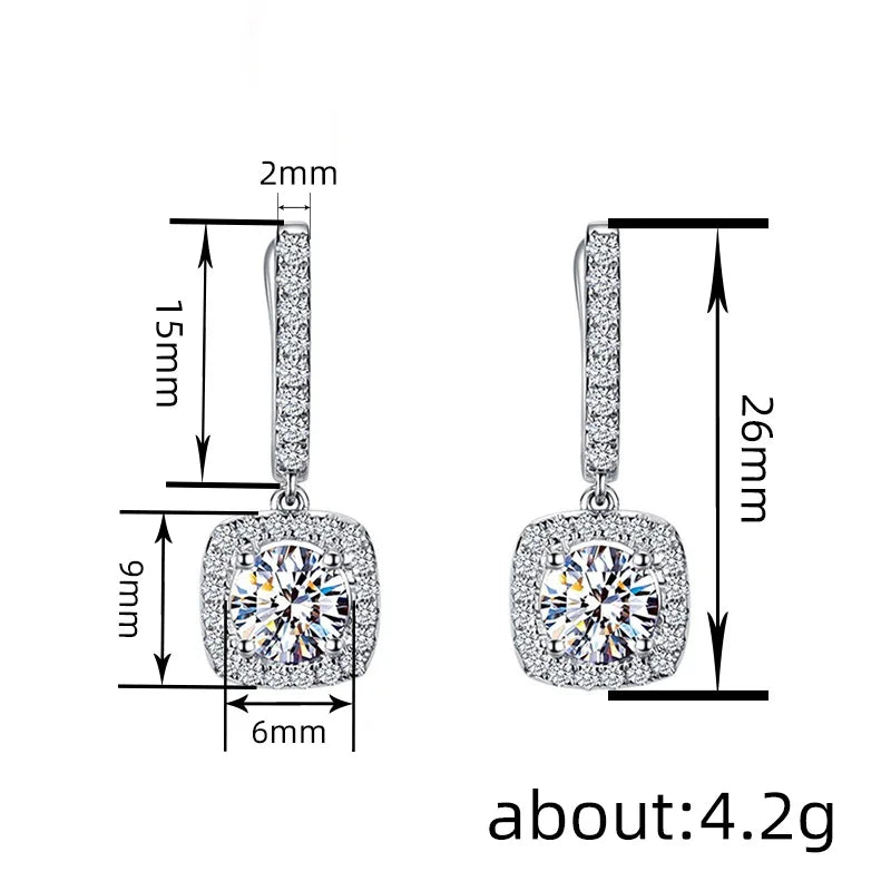 Huitan New Trendy Square Shape Drop Earrings Brilliant Bridal Engagement Wedding Jewelry Elegant Female Dangle Earring Nice Gift