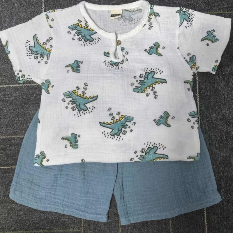 Kids Dinosaur Clothes Sets Cotton Outfits 2Pcs Infant Baby Boys Girls Clothing Newborn Top T-Shirt+Shorts 0-6Years Children Suit
