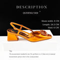 Queena Yan Elegant Comfortable Mid-Heeled Shoes Sparkling Diamonds Pointed-Toe Design Ladies High Heels