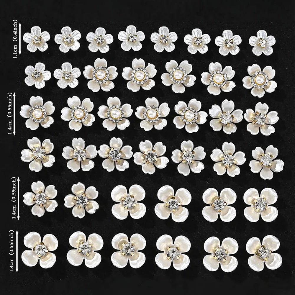 40pcs Imitation Pearl Flower-shaped Rhinestone Buttons for Jewelry Making Decorative Hat Clothes DIY Craft Sewing Accessories