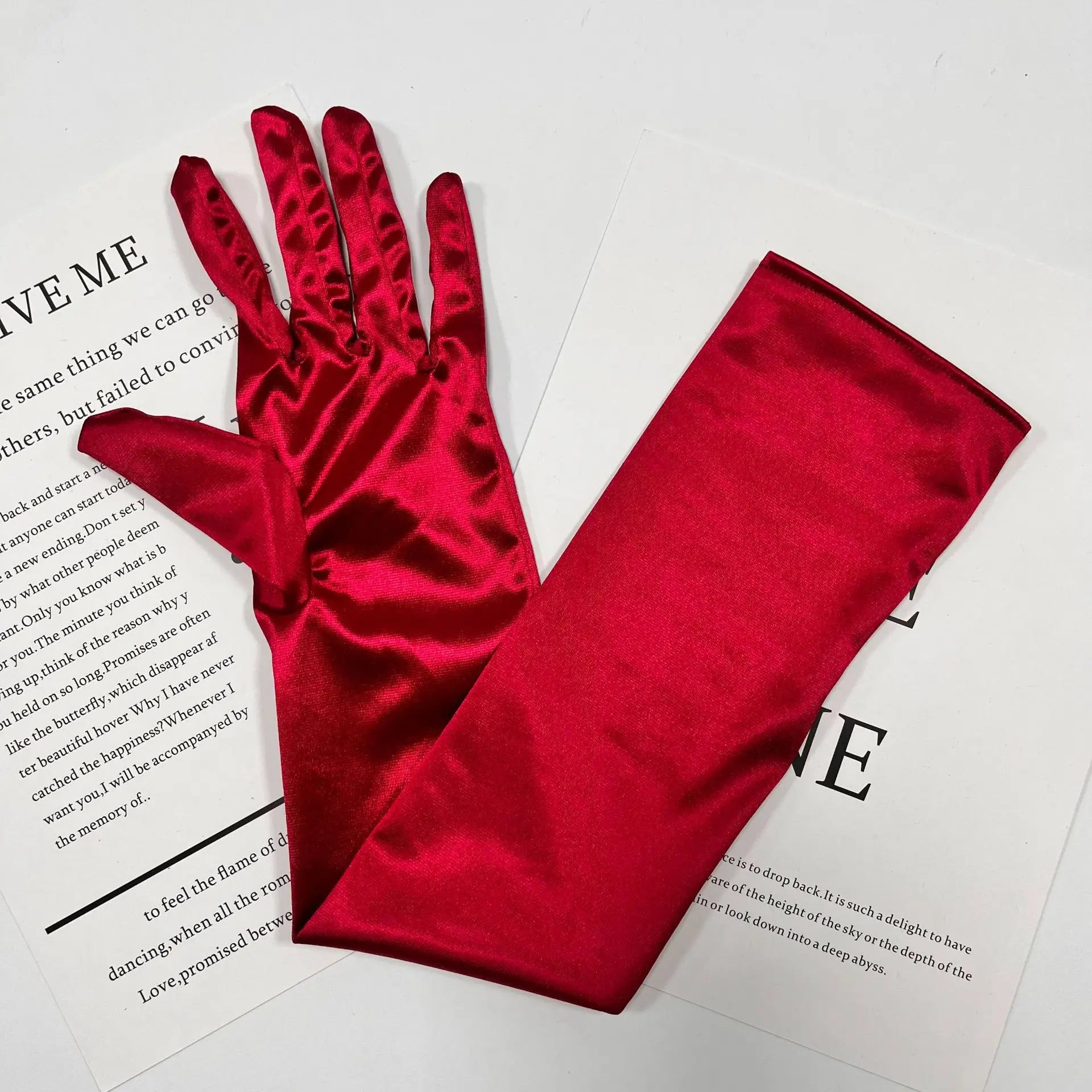vm22 1 Pair Wedding Bride Gloves Black Covers Arms White Long Satin Elegant Women Evening Party Finger Mitten Gants Mariage