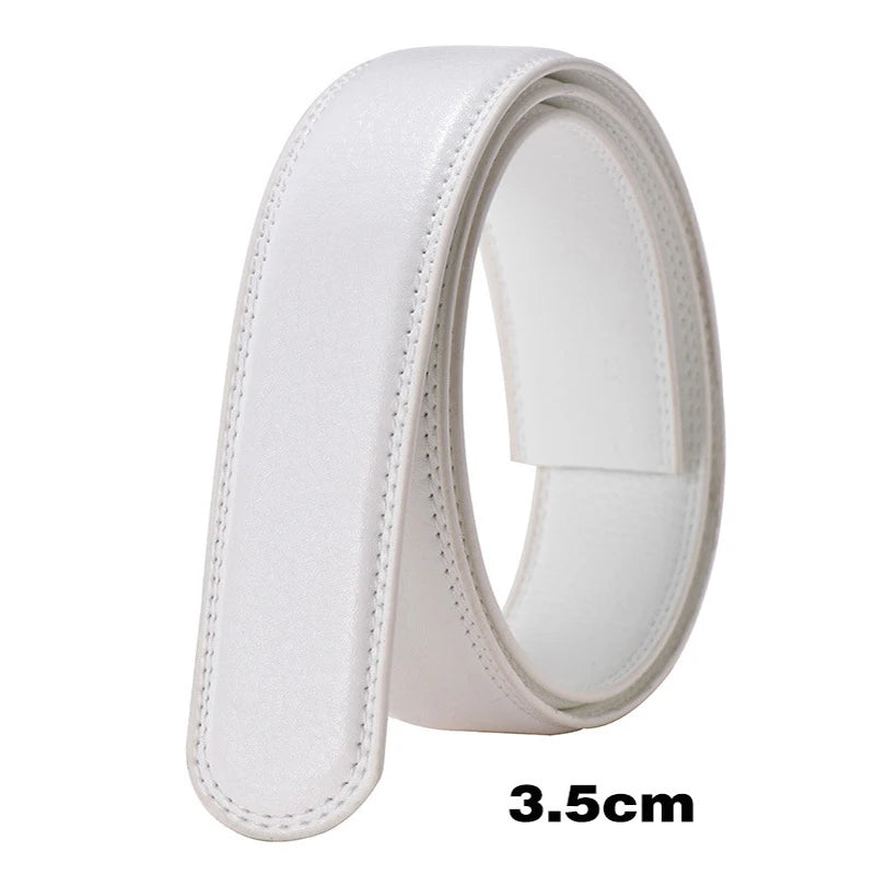 Men Women No Buckle PU Leather Belt, 2.4 2.8 3.0 3.5cm Replacement Waist Strap Belt Body for Automatic Buckle Daily Matching Use