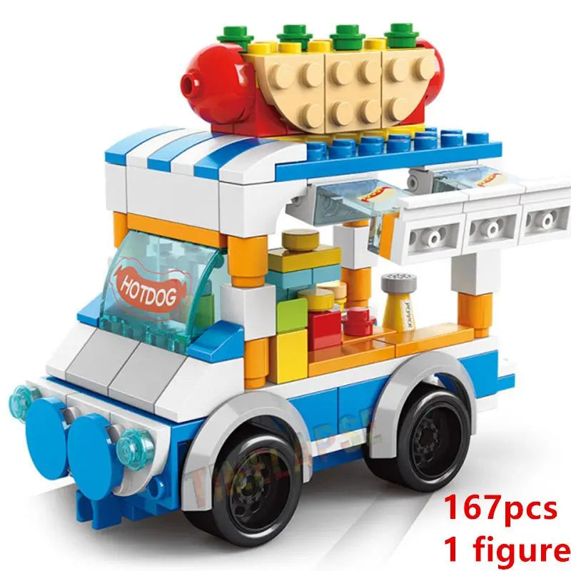 DIY Architecture Store Street View Food House Building Blocks Kit Girls Bricks Classic Movie Model Toys