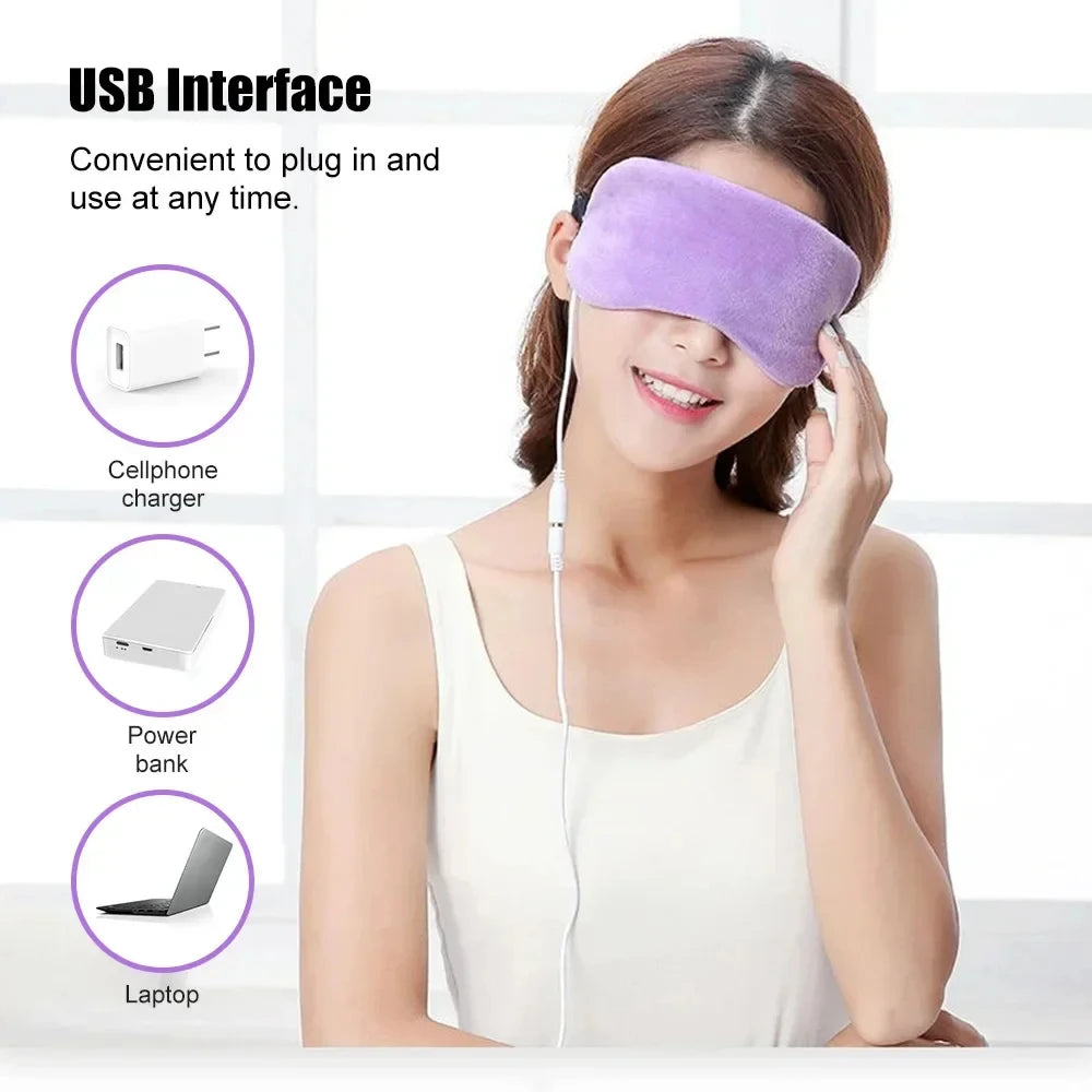 USB Heated Eye Mask for Dry Eyes & Sleep, Warm Compress with Constant Temperature, Corded Design for Dark Circles Puffiness Care