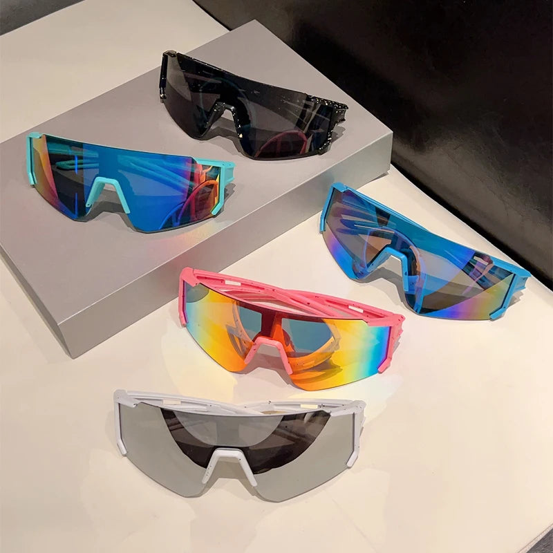 KAMMPT Oversized Goggle Men Fashion Mirror Sports Protective Sunglasses Women New Trendy Anti-UV Outdoor Cycling Sun Glasses