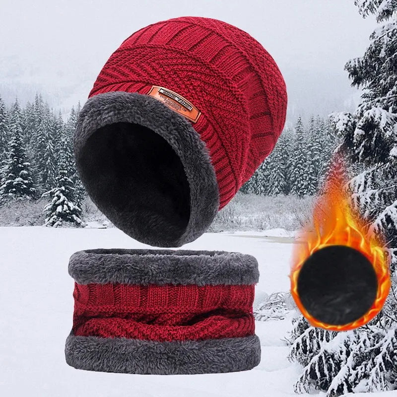 Winter Beanie Hat For Men Fleece Scarf Women Knitted Hat Warm Cap Thick Wool Neck Warmer Scarf Balaclava Mask Skullies Beanies