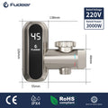 Fudeer 3000W 220V Tankless Heater Instant Hot Water Faucet Conector Champagne Gold Electric Water Heater Kitchen Tap Adapter