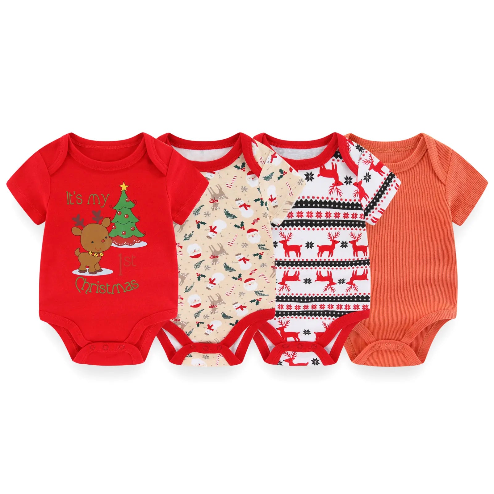 Kiddiezoom 3/4 Pcs/Lot Four Seasons Unisex Cartoon Newborn Boy Girl Bodysuits Soft Cute Infant Onesies Clothes Baby Shower Gift