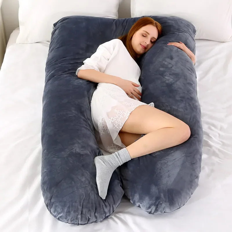 130x70cm Soft Maternity Body Pillow Support Cushion for Pregnant Women Multifunctional Waist Belly Support Nursing Pillow for Side Sleeping Breastfeeding Rest