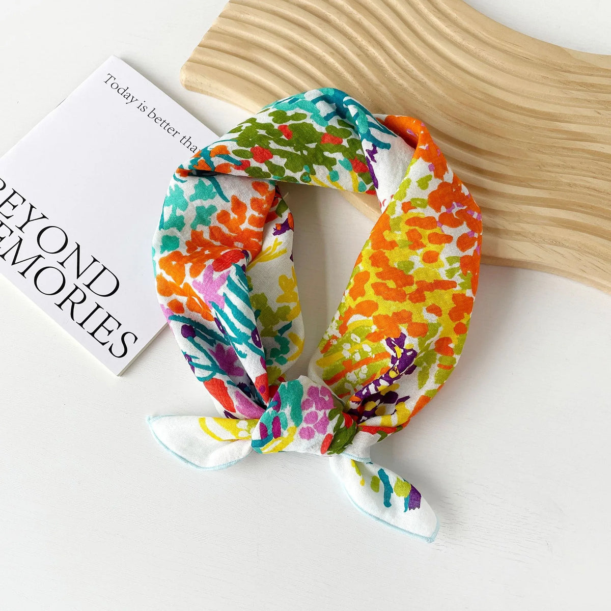Fashion Square Scarf 1pcs Cotton Rich Summer Scarf Digital Printed Head Scarf for Women Versatile Lightweight Wrap Chic