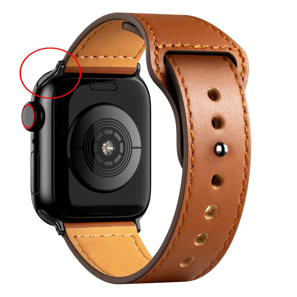 Leather band For Apple watch strap Ultra 2 49mm 44mm 40mm 38mm/42mm wrist bracelet for iWatch series 10 9 8 7 4 5 6 se 41mm/45mm