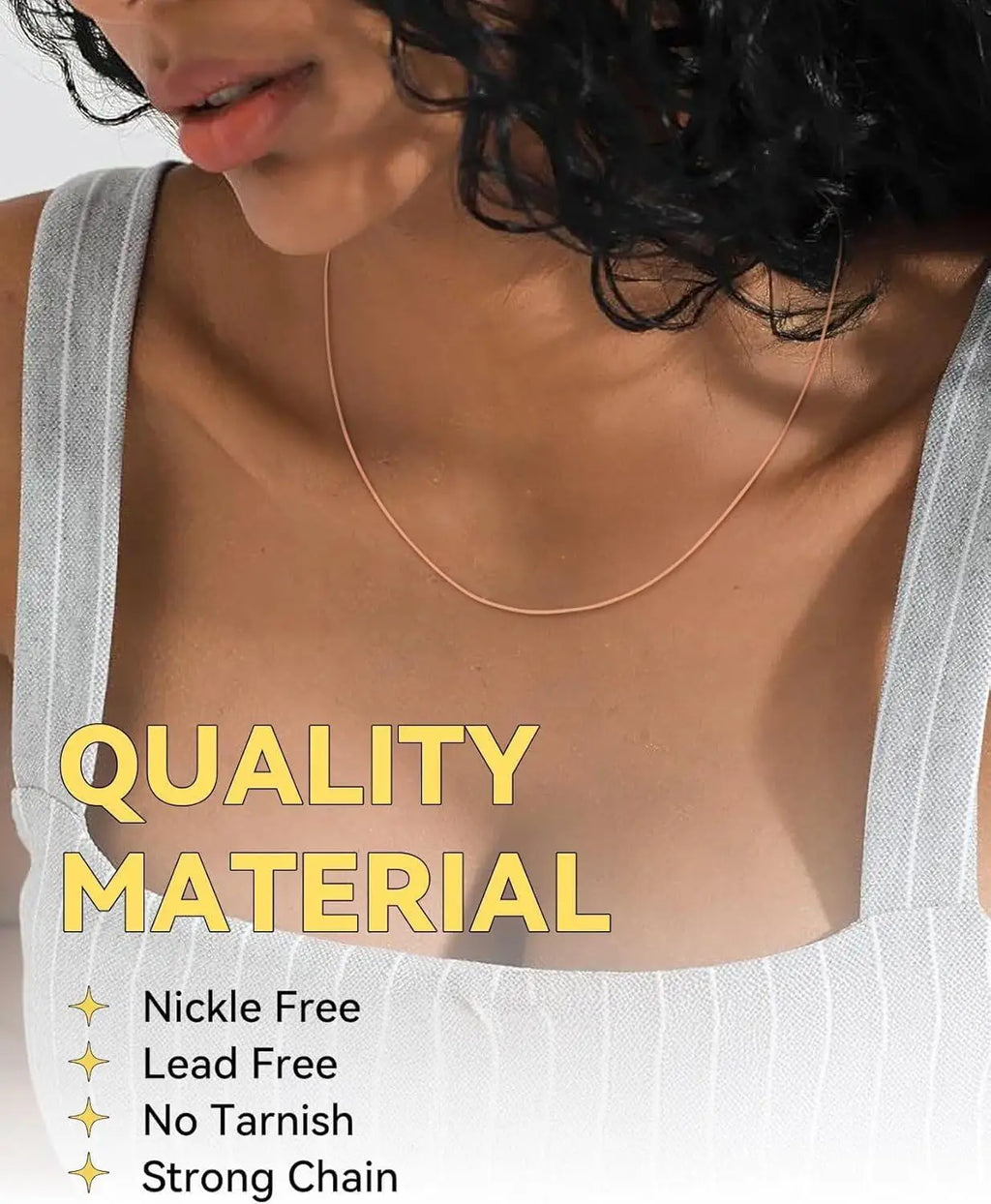Round Snake Chain Necklace Thin 1mm Waterproof Gold Plated Stainless Steel Multi Layer Summer Beach Choker 16-28 Inches