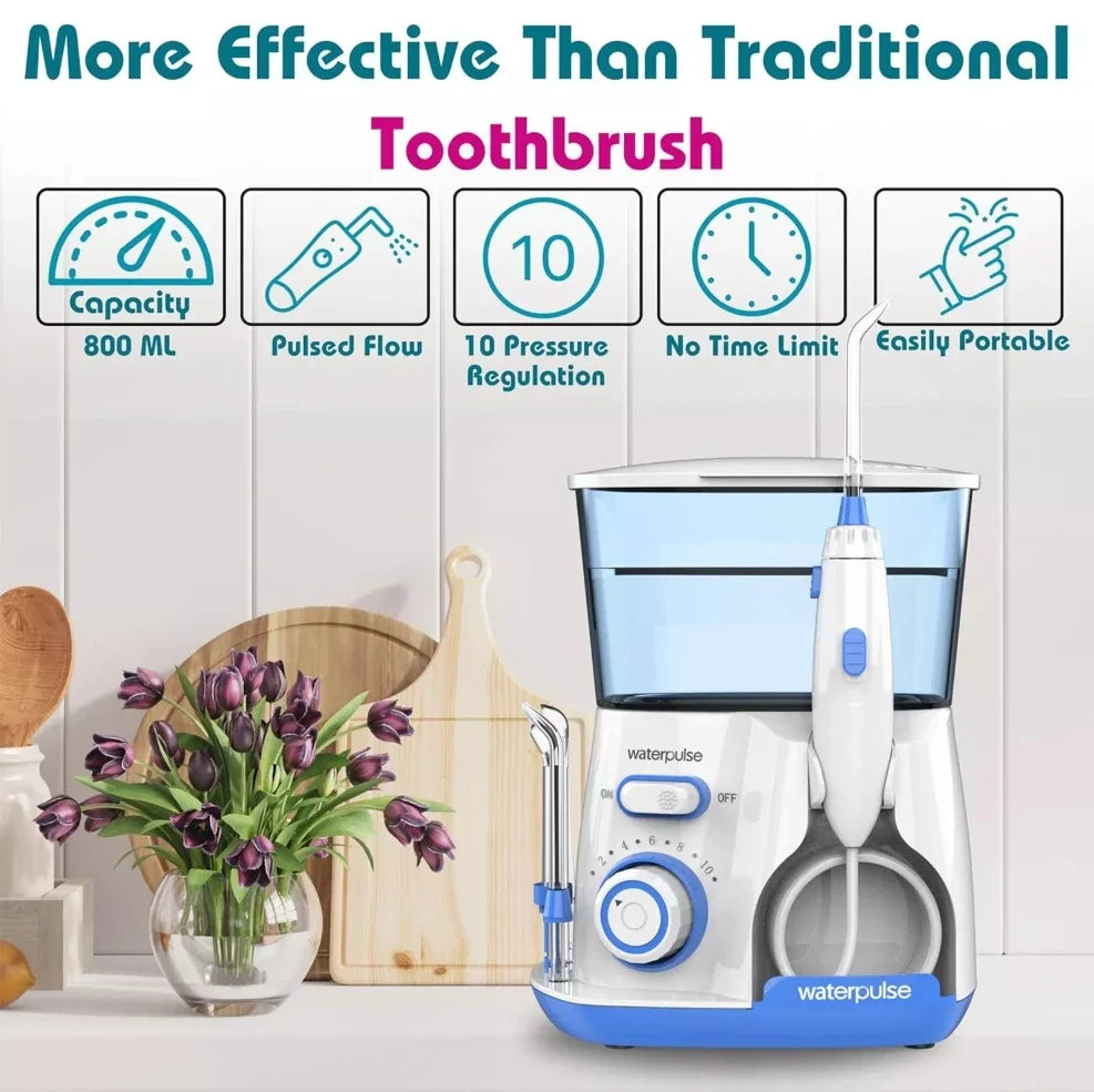 Waterpulse V300G Oral Irrigator 5pcs Tips Dental Water Flosser Electric Cleaner 800ml Oral Hygiene Dental Flosser for Oral Care