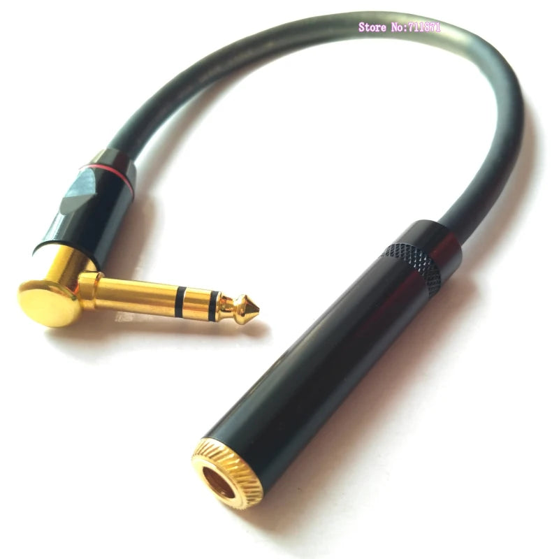 Right Angle Elbow Male Female TS TRS 6.35 Extension Cable Cord gold plating Stereo 6.35 Male to Male Adapter Line Wire 6.35 M F