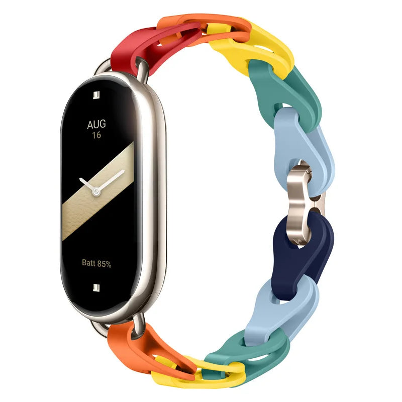 Rubber Strap for Xiaomi Mi Band 9 Stainless Steel Buckle Bracelet for Miband 8 NFC Fashion Lady Style Replacement Silicone Band
