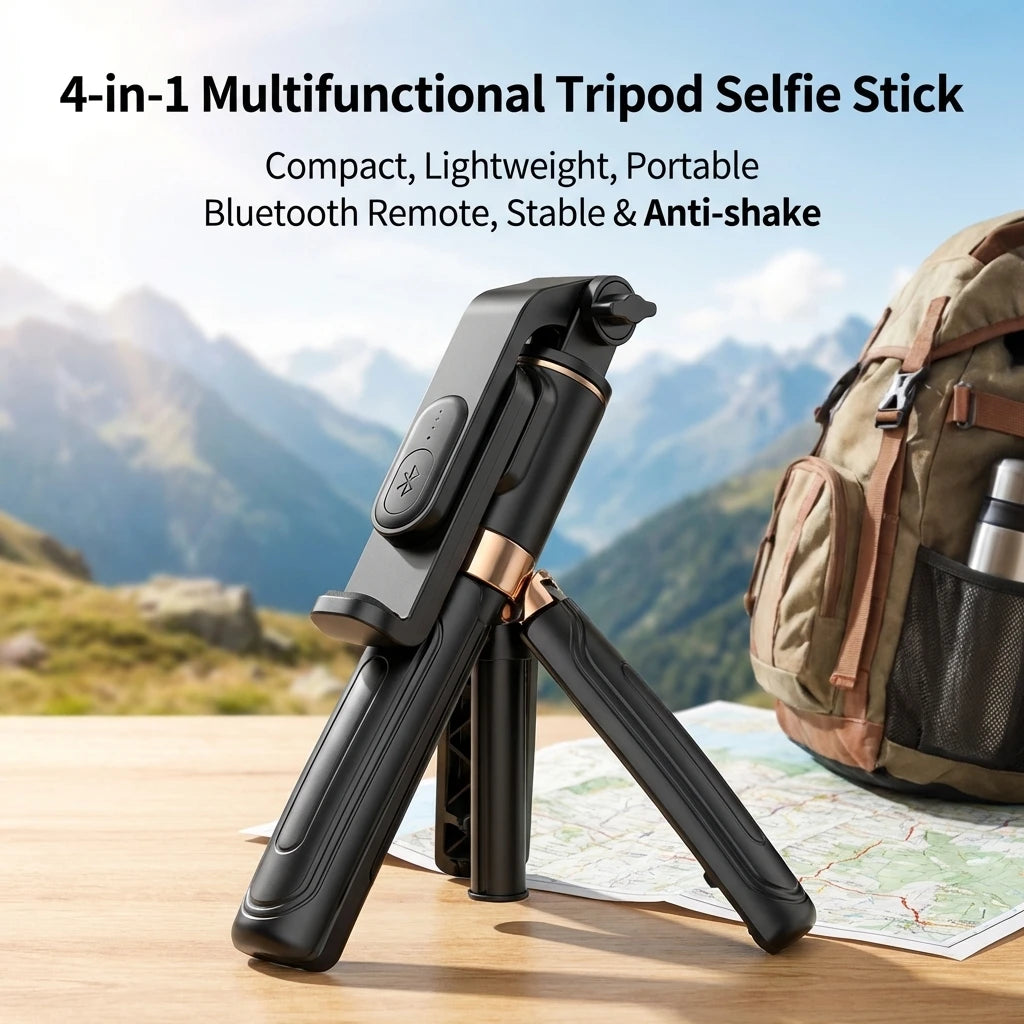Super Mini Portable Selfie Stick with Bluetooth Remote Versatile Integrated Design Phone Holder for Live Broadcasts