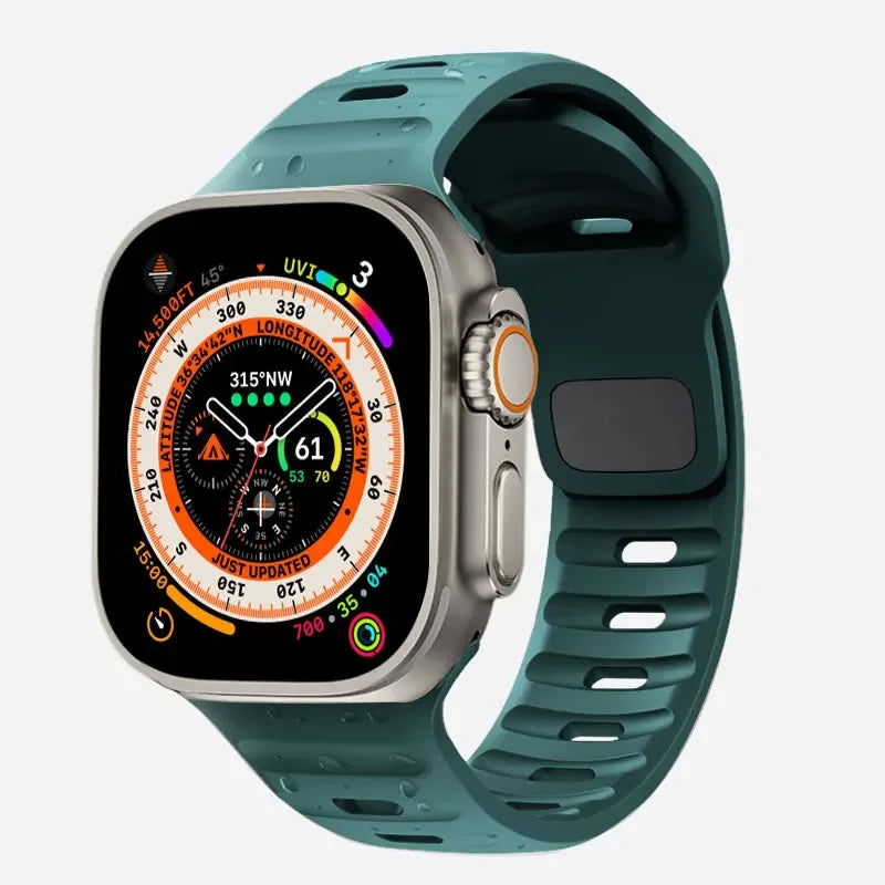 Sport Strap For Apple Watch Ultra band 49mm 45mm 46mm 44mm 42mm 41mm Silicone Air hole Bracelet iWatch Serie 11 10 9 8 7 6 SE