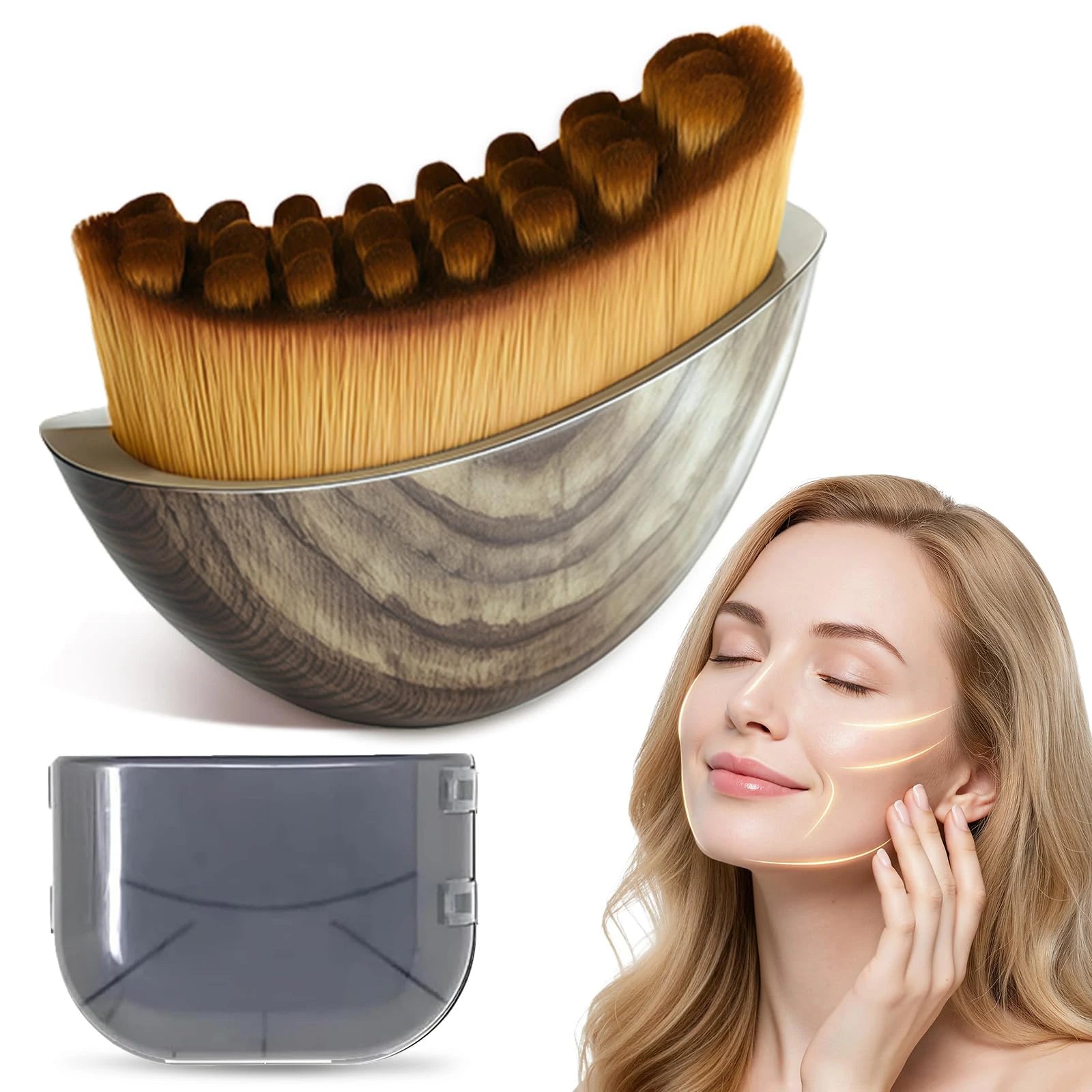 Lymphatic Contour Face Brush Dry Facial Brush Soft Bristles Contoured Lymphatic Massage Tool Home Spa Gentle Exfoliation Brush