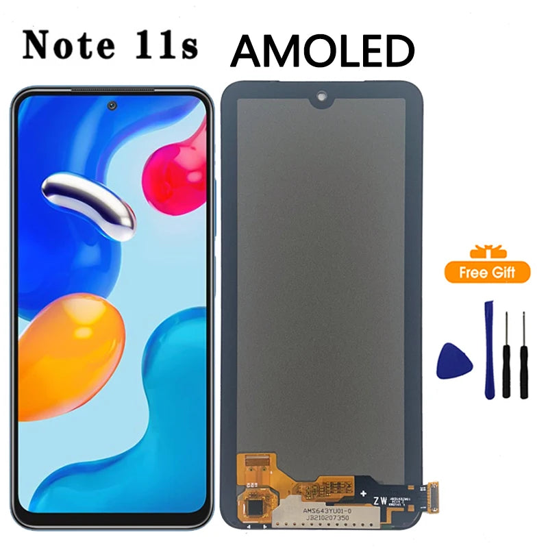 New AMOLED Display For Xiaomi Redmi Note 11 11S Touch Screen Digitizer Assembly For Redmi Note 11S 2201117SG Display Replacement