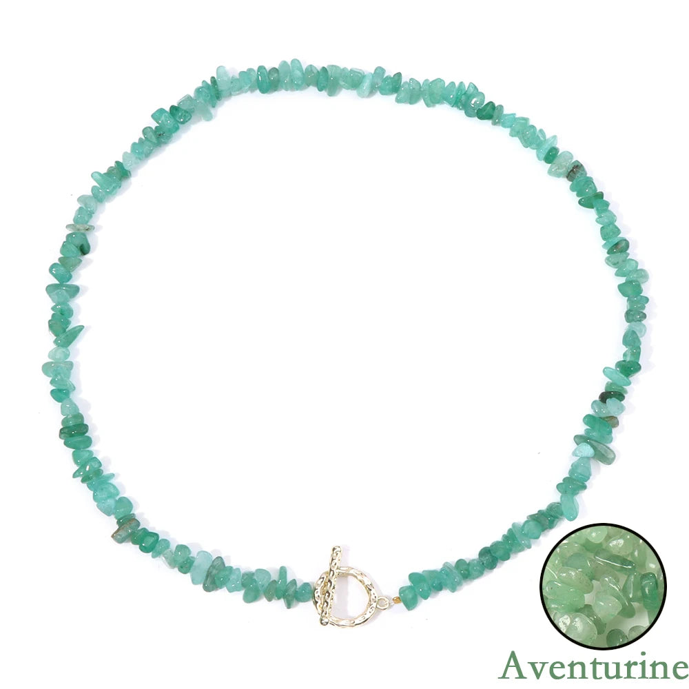 Healing Bohemian Gem Gravel Natural Semi-precious Stone Necklace Women's Fashion Necklace Jewelry Collares Para Mujer Female