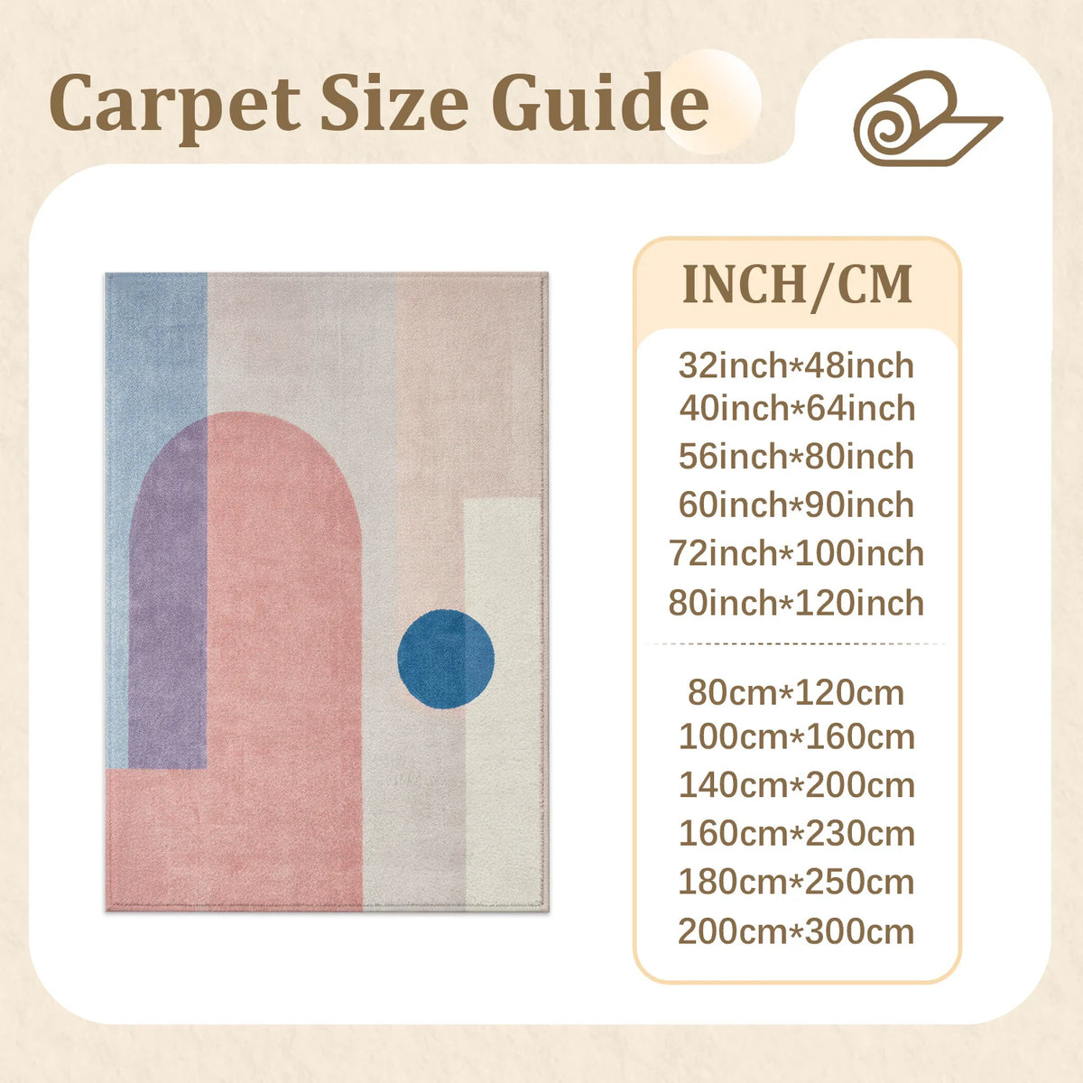 Large Indoor Area Rug, Soft Velvet Low Pile with Non-slip Dotted Backing, Machine Washable Modern Geometric Blush Pink & Light Blue Accent Rug for Living Room, Bedroom, Home Decor