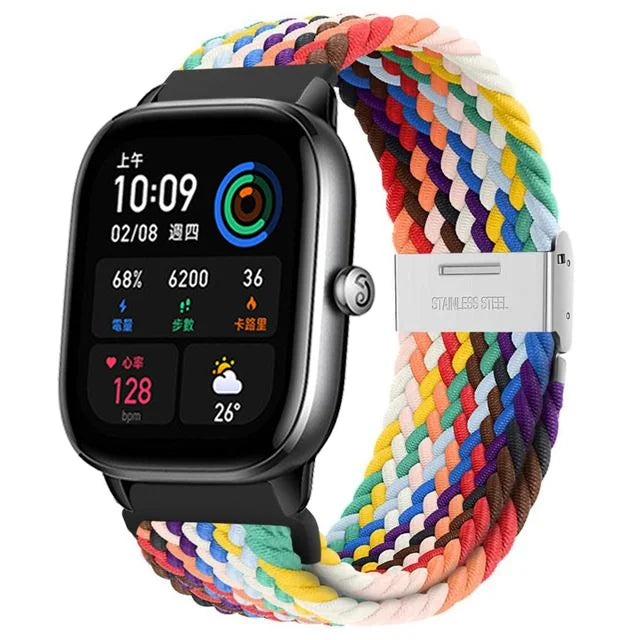20mm 22mm Braided solo loop For Amazfit GTS 4/2/2e/GTS2 Mini/GTR 4/2/2e/3/Pro 47mm stratos Bracelet Watch band Amazfit bip strap