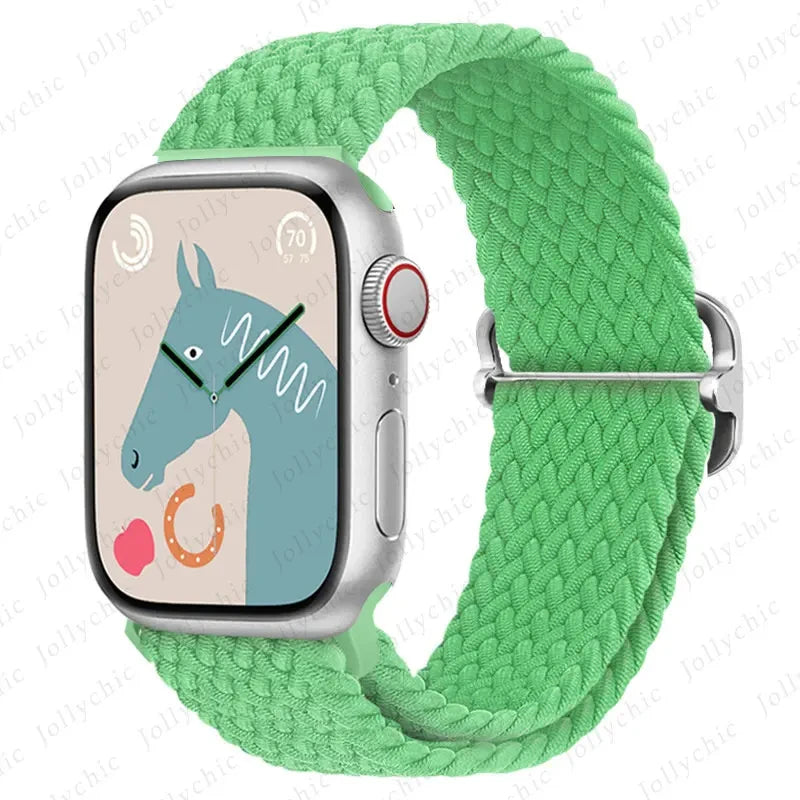 Braided Loop Strap For Apple Watch Ultra Band 49mm 44 45mm 42mm 41mm Nylon Elastic Belt Bracelet iWatch Series 9 8 7 6 5 4 SE 3