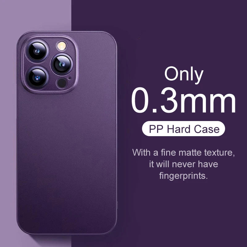 0.3mm Ultra Thin Matte Case For iPhone 16 15 14 13 12 mini 11 Pro XS Max X XR 7 8 Plus 16e Translucent Hard Frosted Cover Fundas
