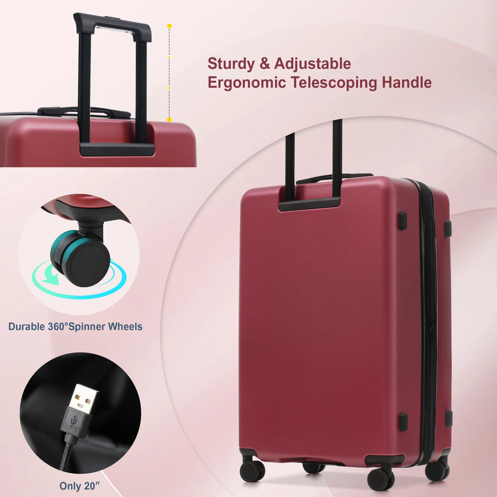 Luggage Sets 5 Piece with Front Opening, Hardside Expandable Carry On Suitcase Set with Double Spinner Wheel