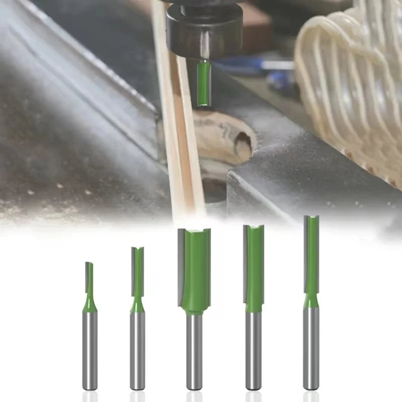 7pc/Set 6mm/1/4′′ Shank Straight Bit Tungsten Carbide Single Double Flute Router Bit Wood Milling Cutter for Woodwork Tool New