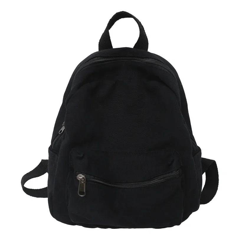 Small Canvas Vintage Backpack 2022 New Simple Unisex Women Men Bags for Teenage Girls Young Solid Color Ladies Mini  Rucksack