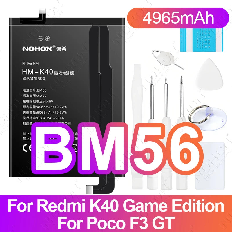 NOHON BN61 Battery for Xiaomi Poco X3 X4 GT X5 X6 Pro F5 F4 F3 F2 M5 M4 M3 M6 Pro C40 Redmi K50 K40 K30 Bateria BM4Y BN57 BP48