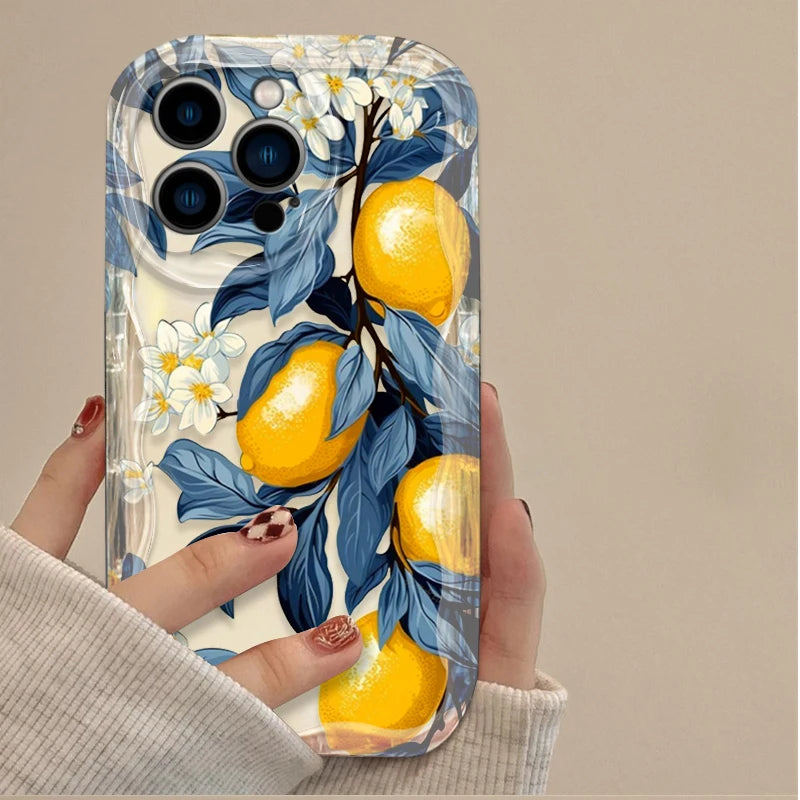 Summer Fruit Lemon Flower 3D Clear Case For iPhone 18 17 16 16E 15 14 13 12 11 Pro Max X XS XR 17 Air Silicone Cover