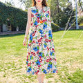 New Fashion Casual 2025 Summer Dress For Women Long Style Loose O-Neck Women Clothes Print Women Clothing Dresses