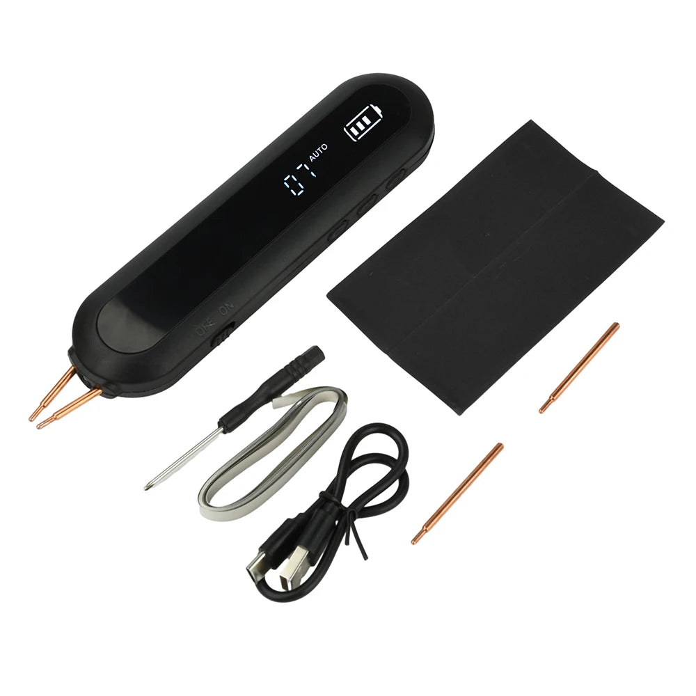 12 Gears Adjustable Handheld Spot Welder Mini Portable 9-Level LED Lighting 18650 Lithium Battery DIY Welding Tool Kit