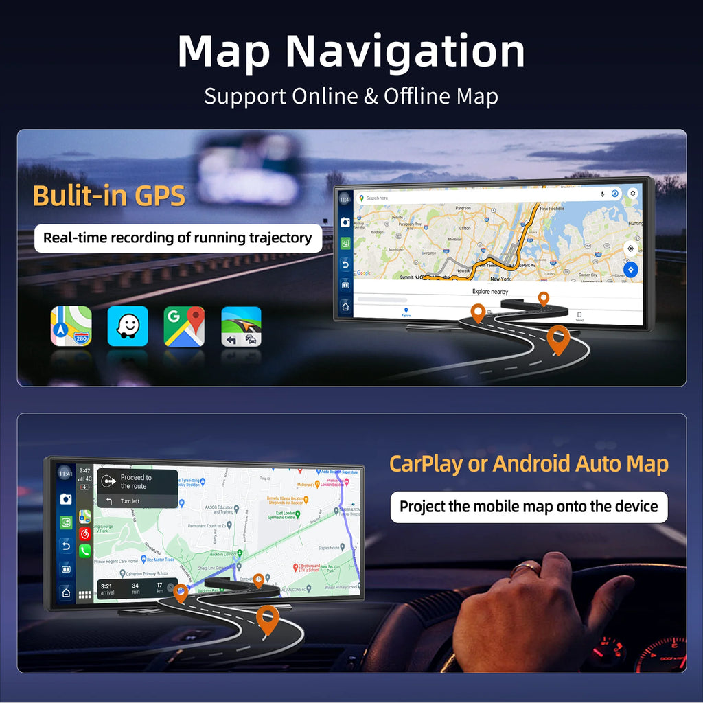 Imagebon 11.4" Android 13 Rearview Mirror Camera with Wireless CarPlay & Android Auto Google Play Store GPS Navigation AI Voice Smart Screen