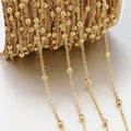 1meter/2meter Stainless Steel Golden Beads Chains for Jewelry Making DIY Women Men Necklace Bracelet Bulk Chain Accessories