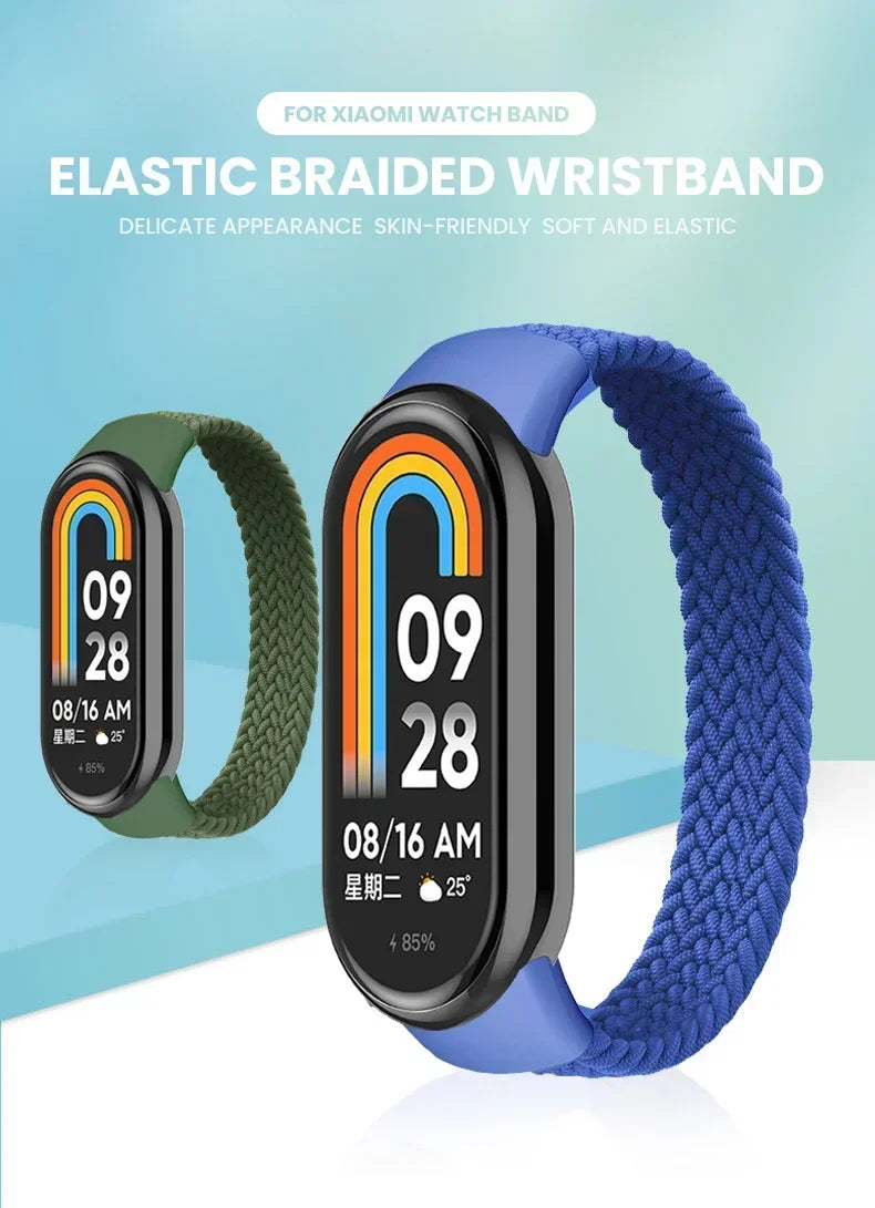 Braided Solo Loop for Xiaomi Mi Band 8 Strap Replacement accessories Elastic Nylon Watchbands correa bracelet for Miband 8 NFC