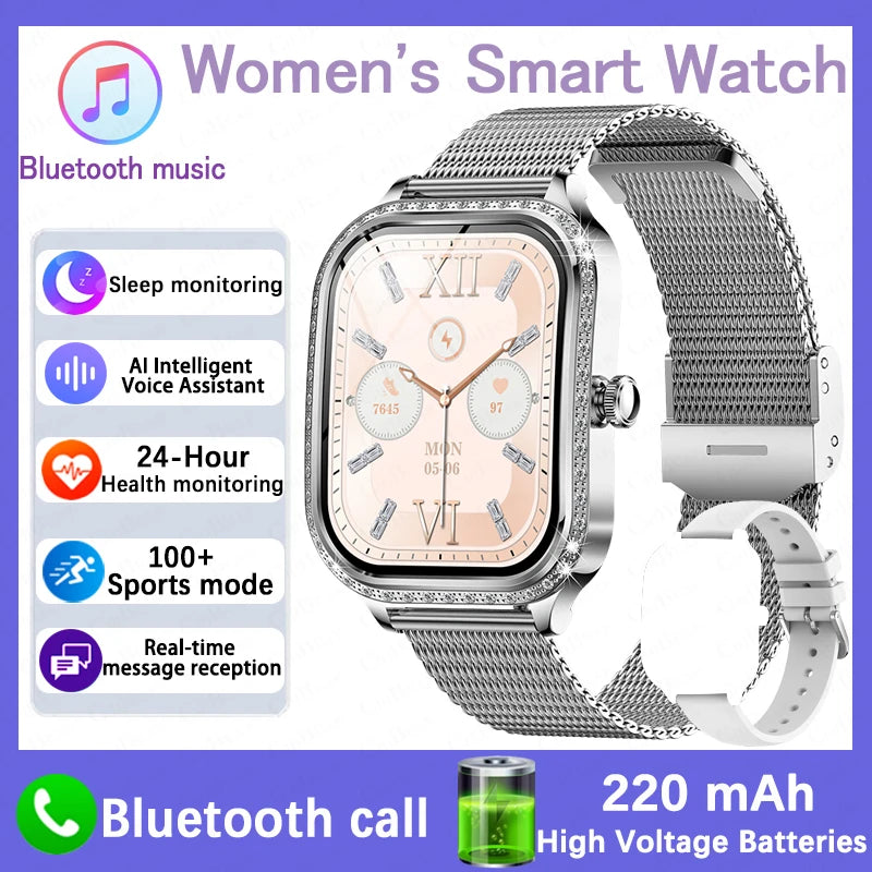 New Luxury Smart Watch Women 1.75" HD Display Heart Rate Sport Fitness IP68 Waterproof Bluetooth Call Smartwatch For Lady Gift
