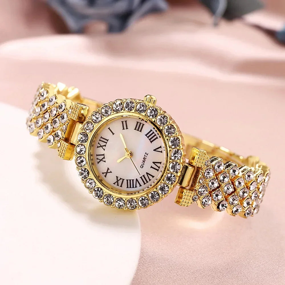 Fashion Women's Watches Simple Starry Sky Dial Luxury Quartz Watch Women Clock Gold Pointer Wristwatch for Women Boxless