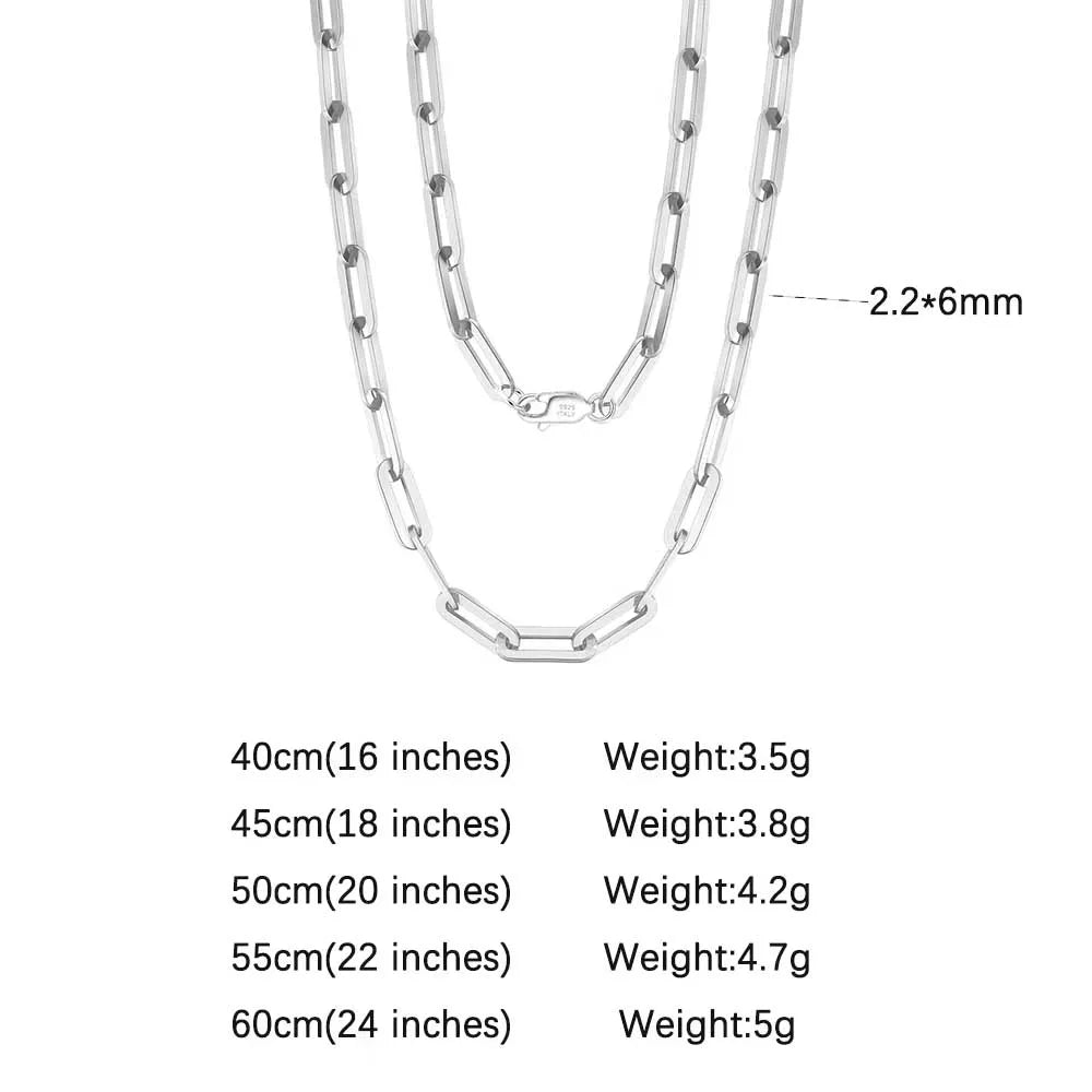 ORSA JEWELS 100% 925 Sterling Silver Link Chain Necklaces Minimalism Snake/Paperclip/Box/Figaro/Chopin/Cuban Chains 40-60cm