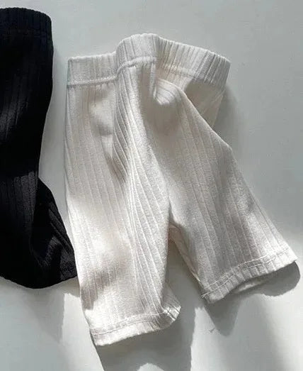 Spring Girls' Middle Pants 0-6 Year Old Striped Cotton Children's Pants Solid Color Casual Boys Baby High Elastic Pants
