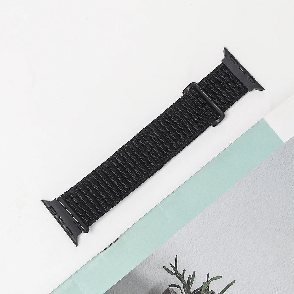 Nylon Strap For Apple Watch Band Ultra 2 49mm 45mm 41mm 44mm 42mm 38mm Adjustable Elastic Bracelet For iWatch Series 9 8 7 6 5 4