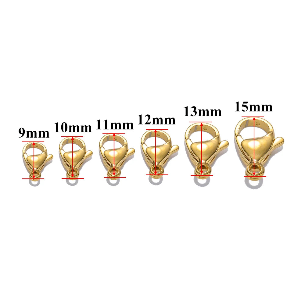 25pcs 18K Gold Stainless Steel Lobster Clasps Hooks for DIY Necklace Bracelet Chains Fashion Jewelry Making Findings Supplies