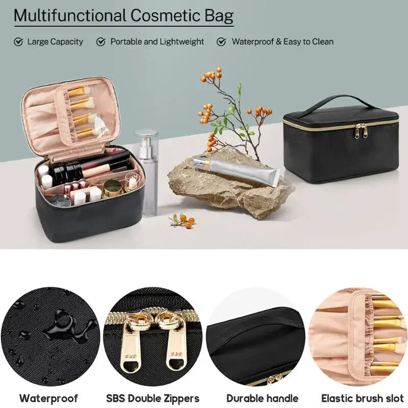 Large Capacity PU Waterproof Toiletry Storage Bag Women's Fashion Travel Portable Cosmetics Bag for Women Men