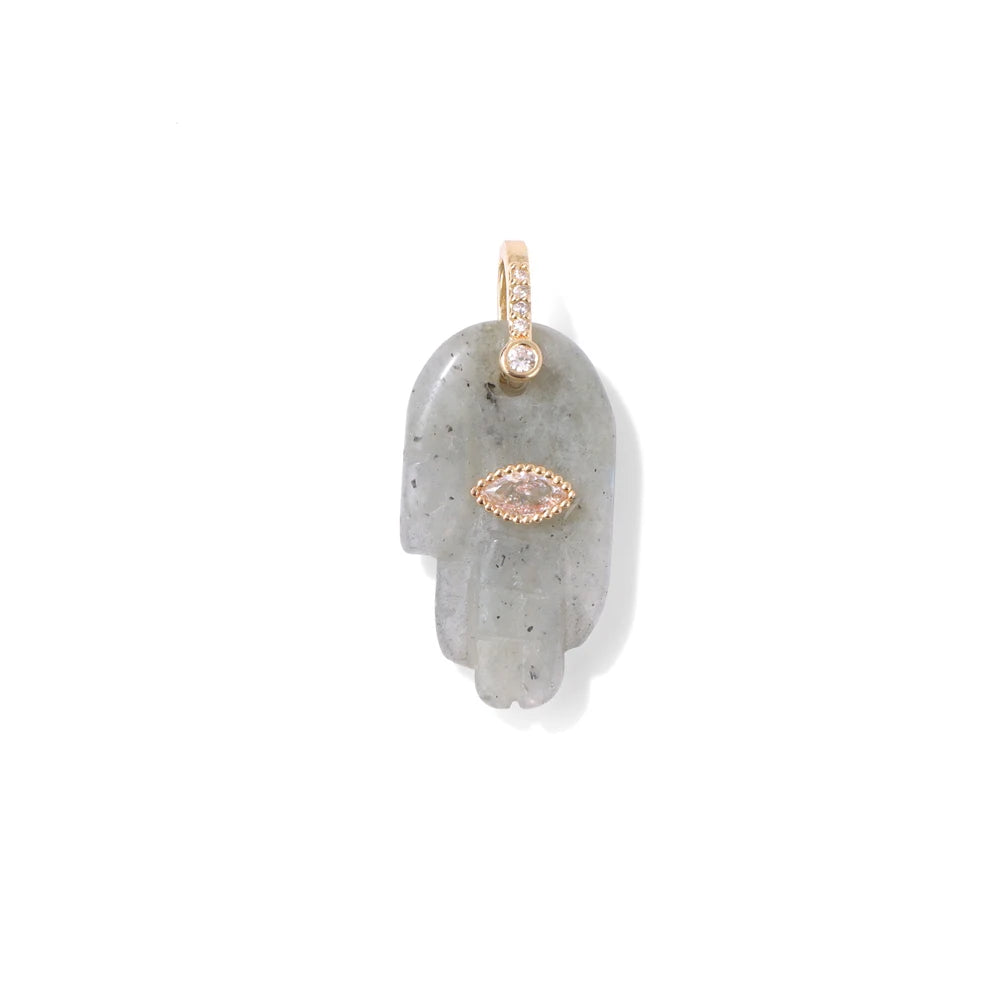 Fatima Hamsa Hand Evil Eye Pendant Lapis Lazuli Amethysts Rose Quart Natural Stone Charm For Making Necklace Bracelet Accessorie