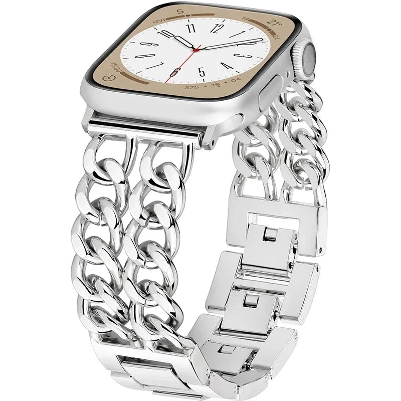 Fashion Metal Bracelet Strap For Apple Watch Ultra 44mm 45mm 40 41 49 Chain Design Women Bands For iWatch 9 8 7 6 5 4 3