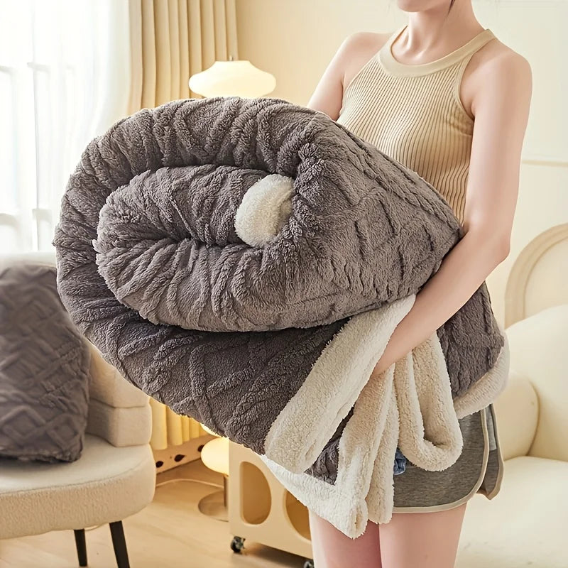 1pc Jacquard Sherpa Weighted Blanket 8lbs for Adults- Soft, Warm, and Thickened Calm Blanket for Ultimate Comfort 4 colours