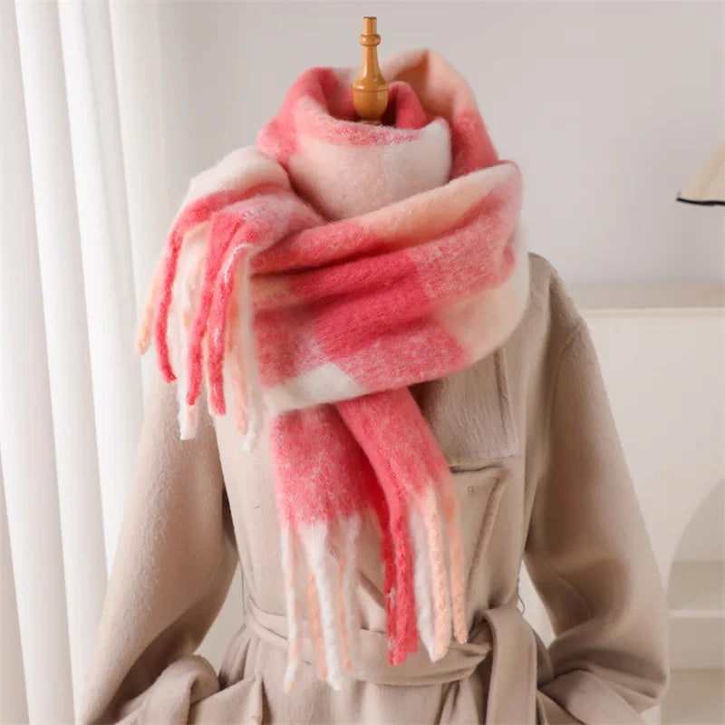 2025 NEW Luxury Cashmere Women Plaid Scarf Winter Warm Shawl and Wrap Bandana Pashmina Long Tassel Female Foulard Thick Blanket