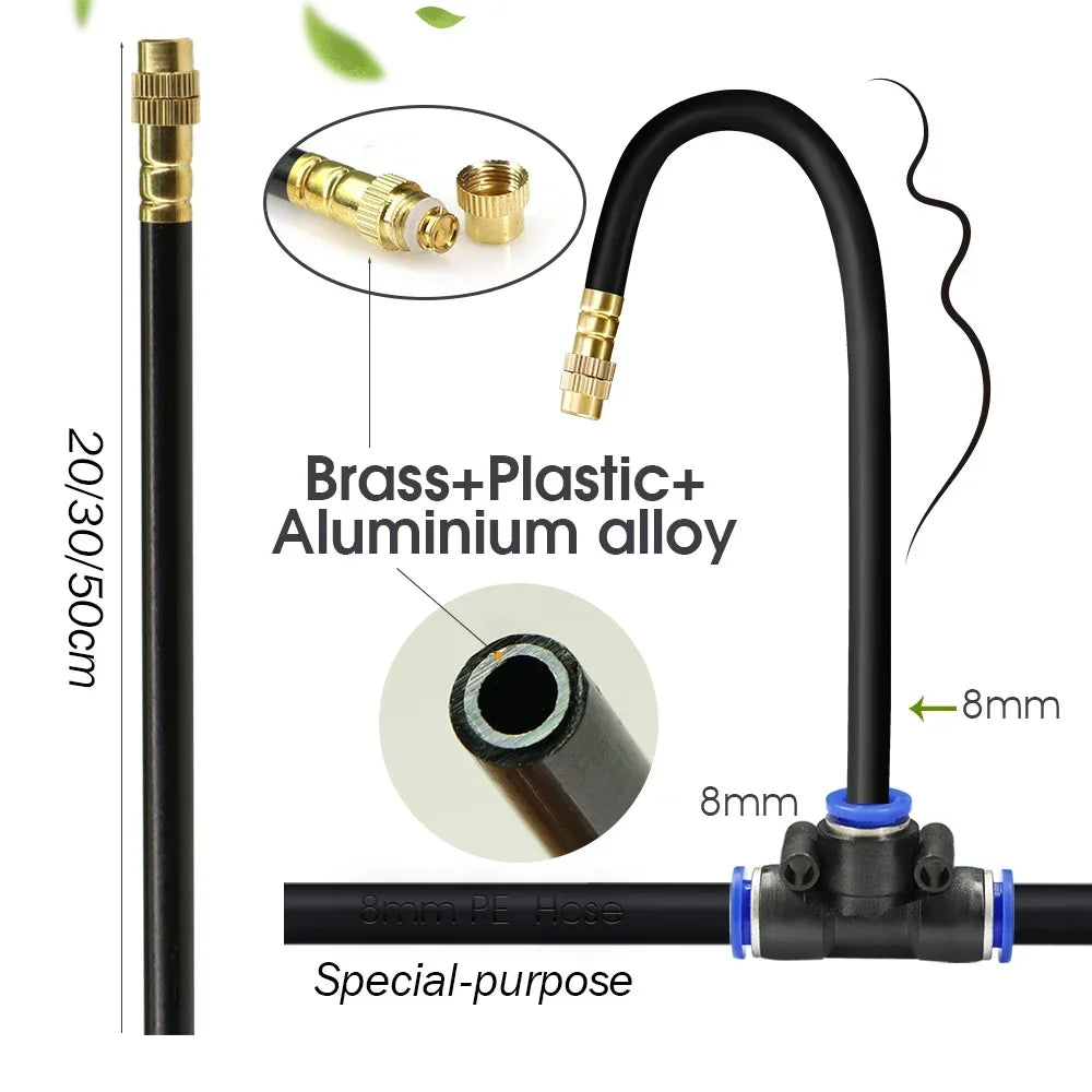 8mm pipe universal watering nozzle - automatic flower watering device with adjustable spray head for watering, irrigation-30M